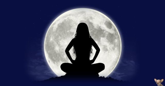 Woman in front of Full Moon