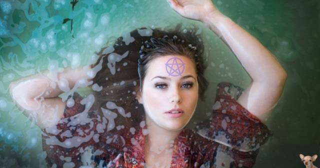 Woman with Pentagram on Forehead