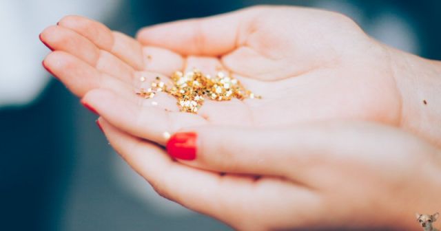 Woman Hands Holding Glitter