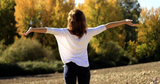 Woman Outside Deep Breath